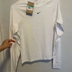Nike Pro White Performance Crew with Black Swoosh